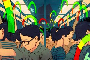 animated picture of people with credit score in a metro