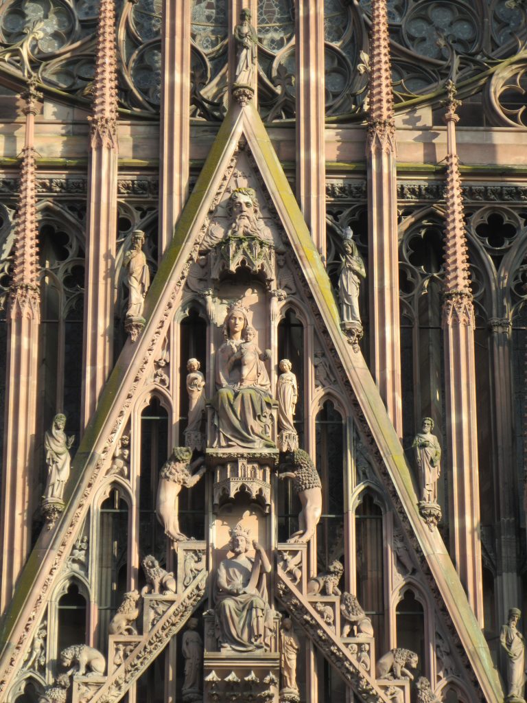 Gothic architecture details of Strasbourg Cathedral de Notre-Dame