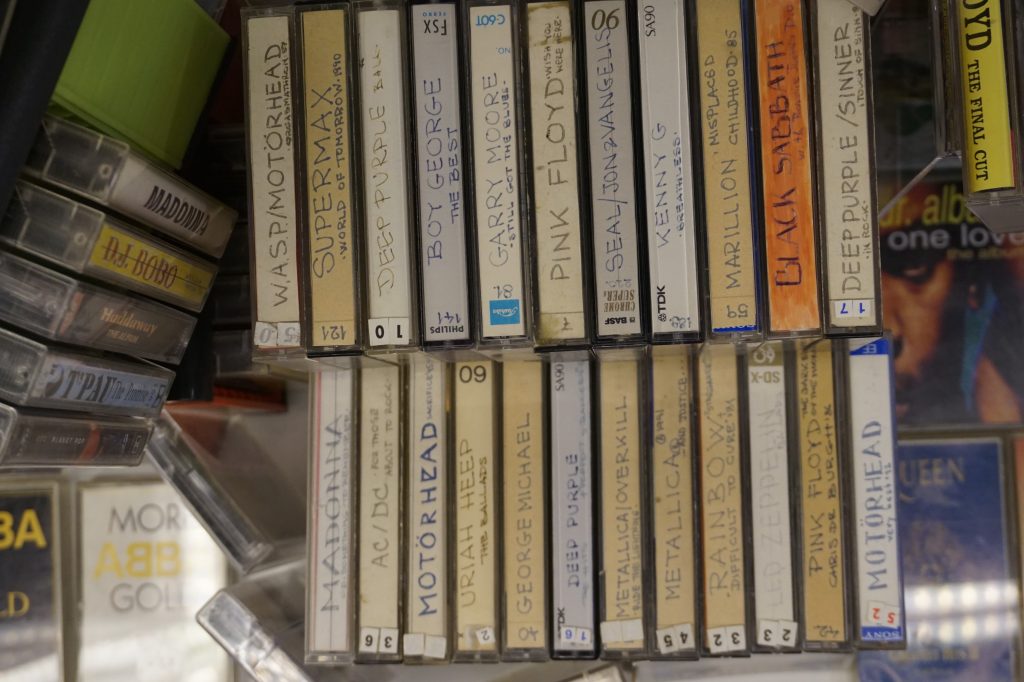 Old cassettes of Pink Floyd, ACDC, Goerge Michael, Deep Purple, Metallica, Black Sabbath, Kenny G, Seal, Vangelis, Madonna etc.