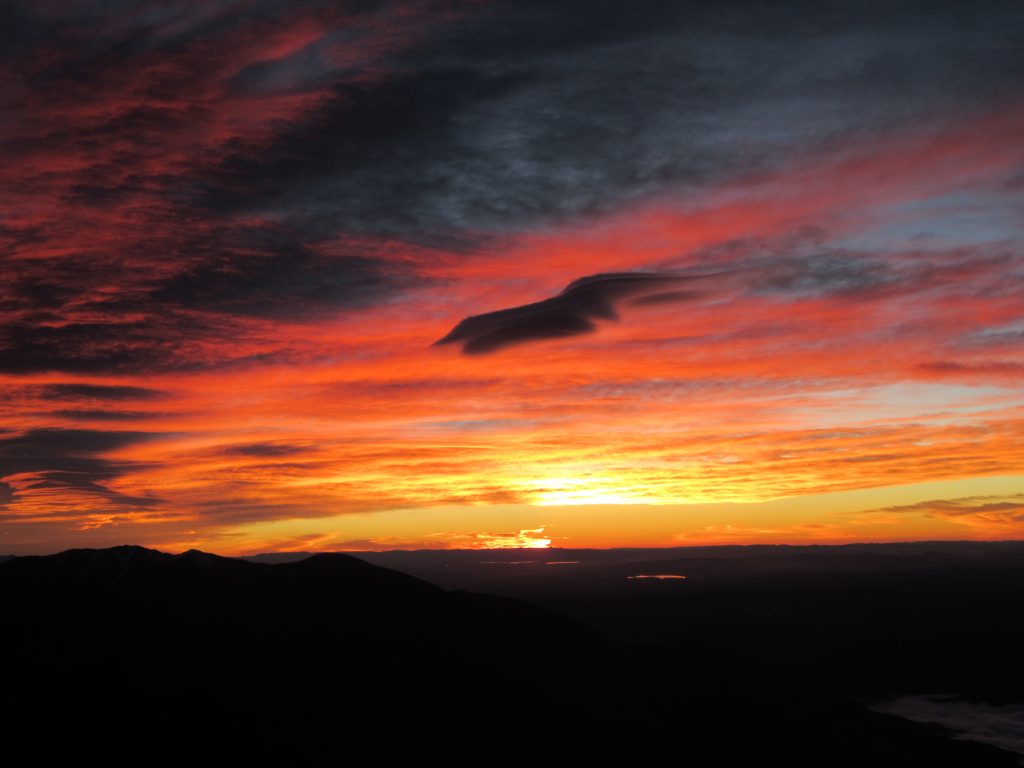 Red clouds - waiting for sunrise at Jbel Toubkal Summit Peak October 2018