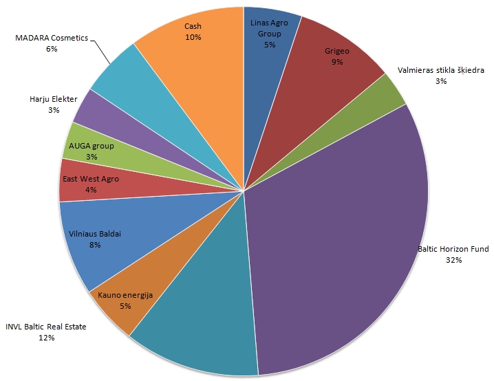 Pie chart of diversified stocks. Largest position: 31% of Baltic Horizon REIT Fund