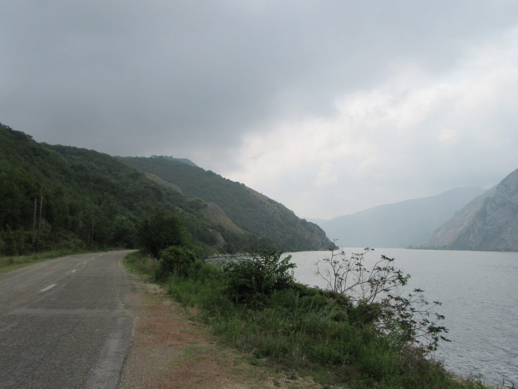 Scenic Southern Romania Road 57 Danube and Serbian Border in the middle of the river