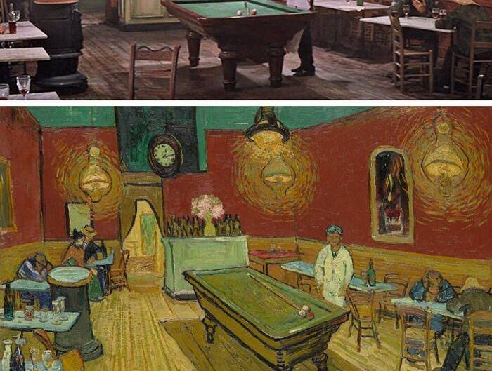 The Madman of red hair, Vincente Minnelli (1956) Night Coffee, Vincent Van Gogh (1888)