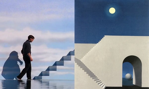 Truman Show by Peter Weir (1998), Architecture in the Moonlight by René Magritte (1956)
