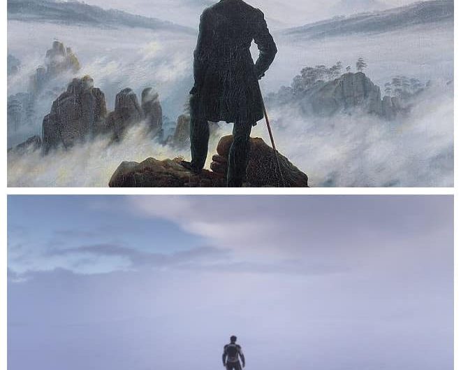 Wanderer Above The Sea Of Fog by Casper David Friedrich (1818), Under The Skin by Jonathan Glazer (2013)