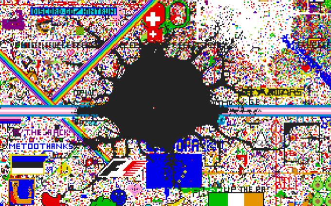 black void emerging in the center of the place reddit experiment